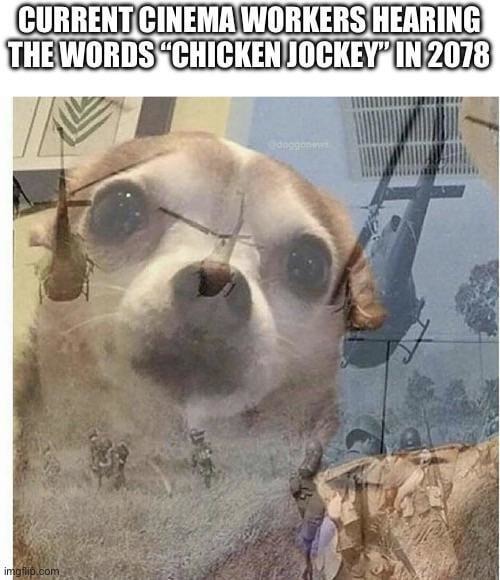 Chicken Jockey broke the cinema staff - meme