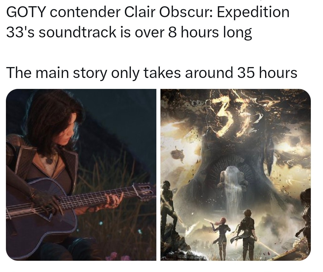 This game got an 8-hour soundtrack for a 35-hour story - meme