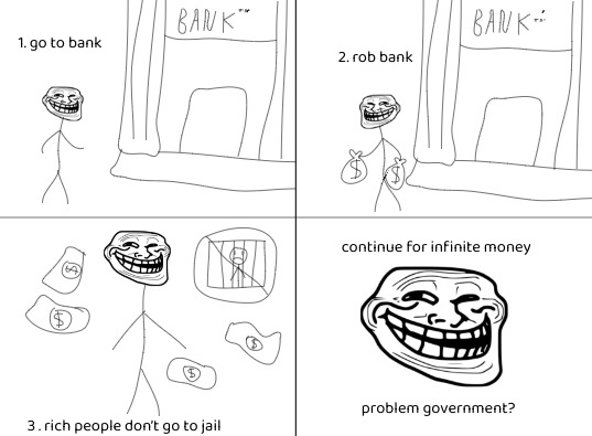 ha ha yes I made the very funny rich people don't go to jail joke - meme