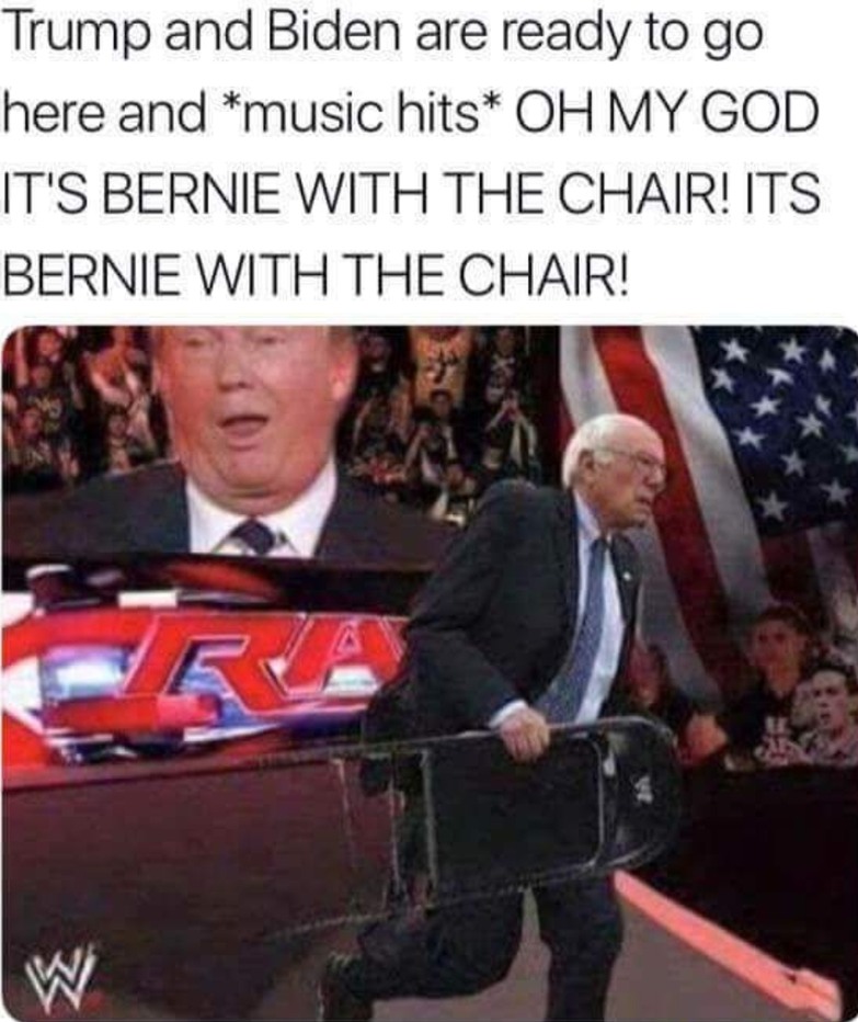Bernie with a chair!!! - meme