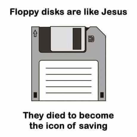 floppy disks and jesus - meme