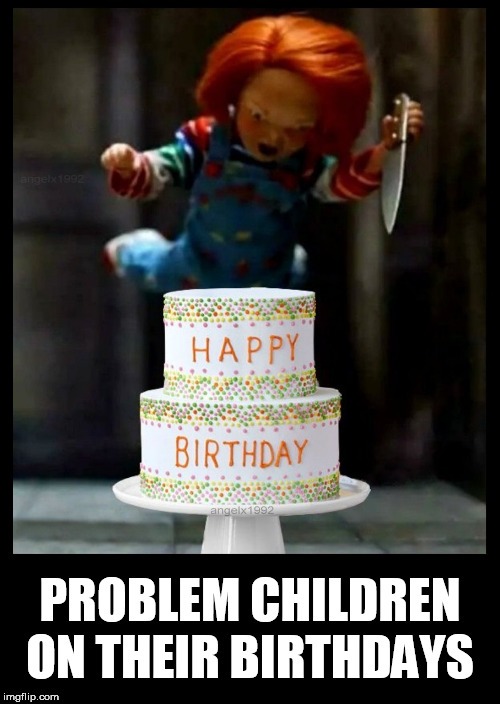 Children on their birthdays - meme