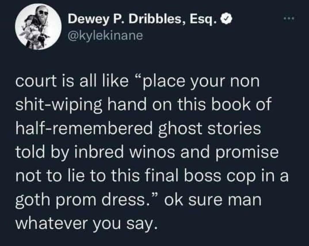 Court be like: swear on this book of ghost stories - meme
