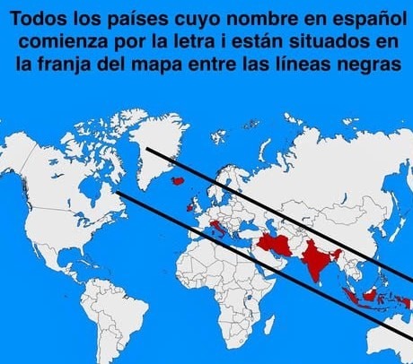 Los países con I todos juntitos en el mapa - meme