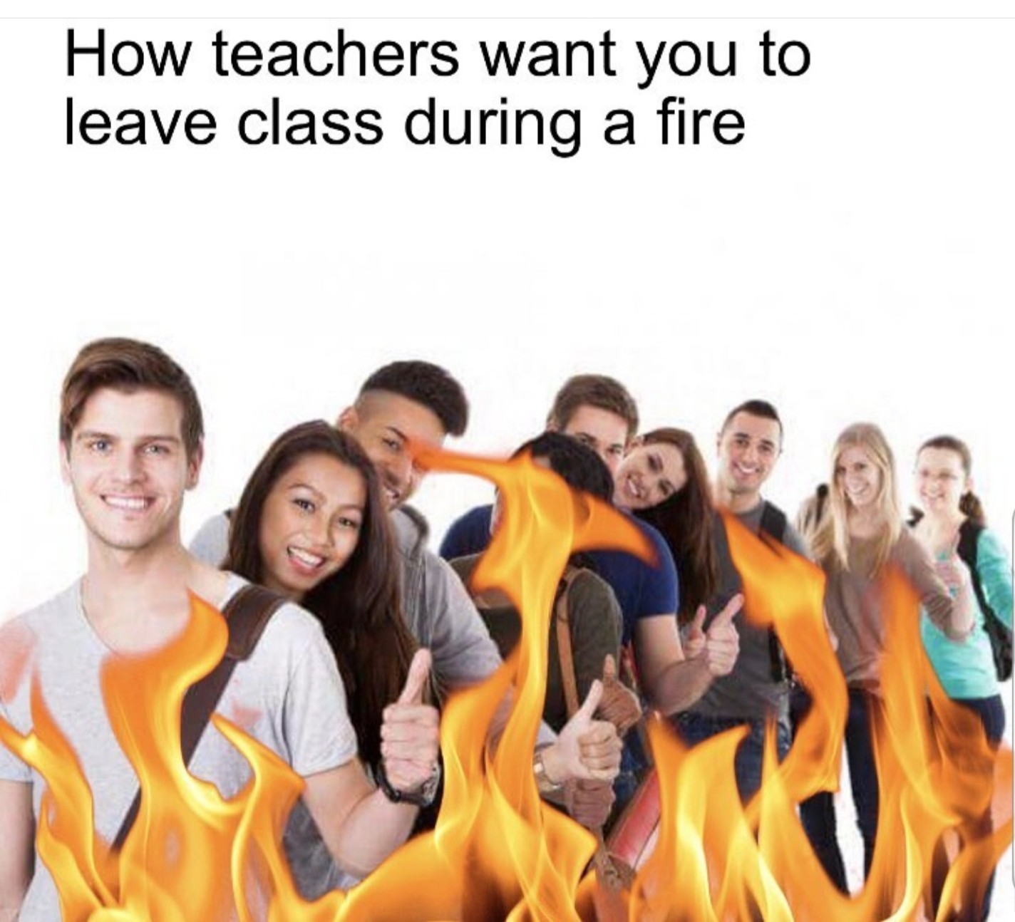 Comment les profs veulent qu'on quitte la salle pendant le feu - meme