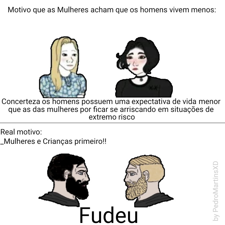 Homens vivendo menos - meme