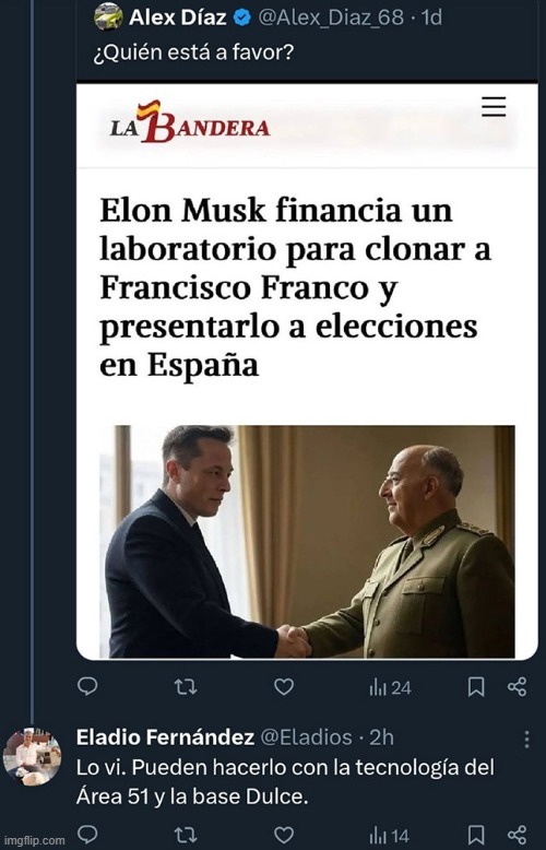 Elon Musk está clonando a Franco, 100% real - meme
