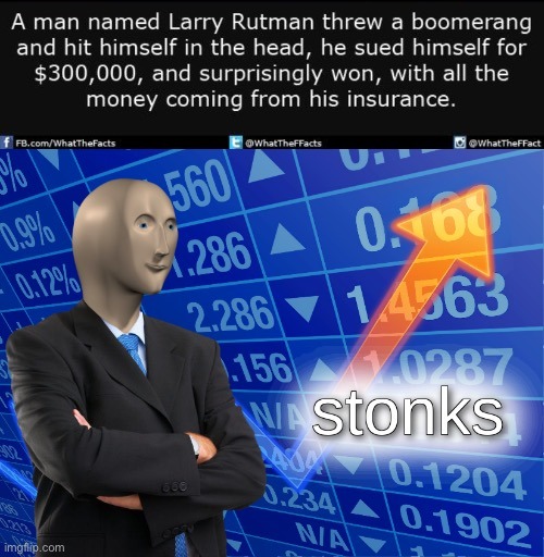 The boomerang stonks story meme