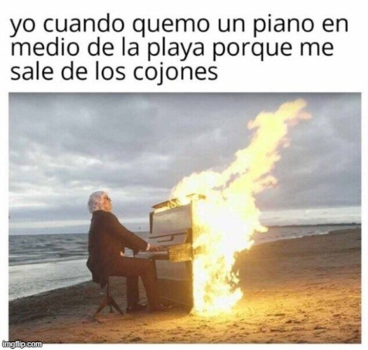 Piano en llamas - meme