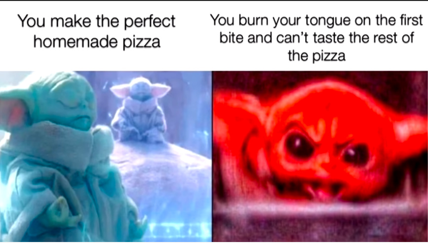 pizza is bussin tho - meme