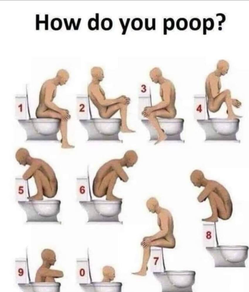 What position do u poop with? - meme