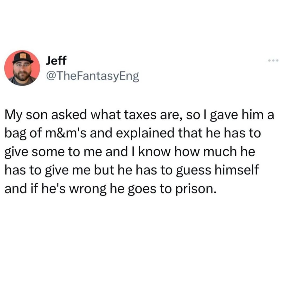 M&Ms and taxes - meme