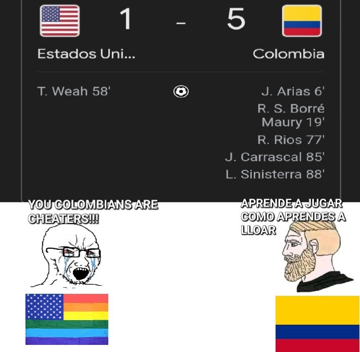 Partido entre Estados Unidos y Colombia - meme