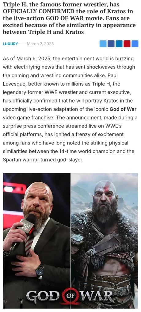 Triple H will be Kratos meme news