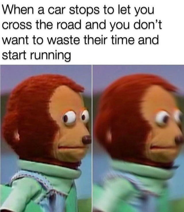 Crossing a road - meme