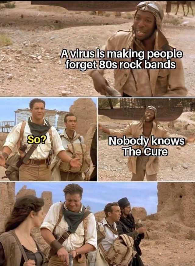 Avus erasing 80s rock bands from existence like it's nothing - meme