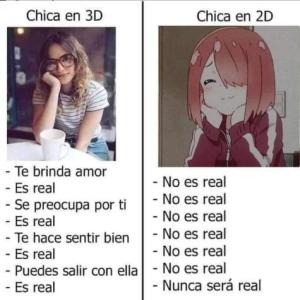 Chica en 3D vs en 2D - meme