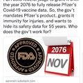 FDA asks that "vaccine" data be sealed for 55 yrs, this cannot be permitted. Looks like yet another battle to fight back against. These people are sick.
