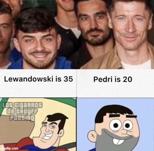 Pedri y Lewandowski - meme