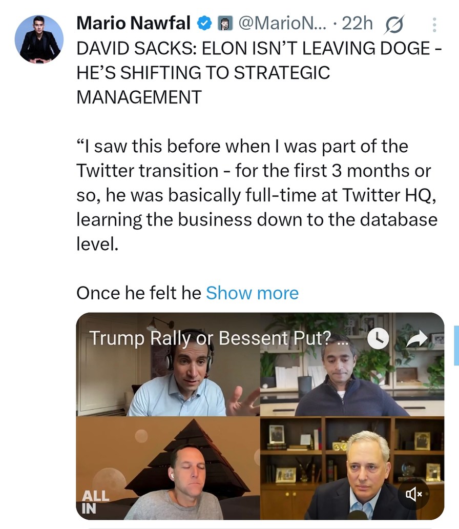 Elon managing Doge like it's a side hustle now - meme