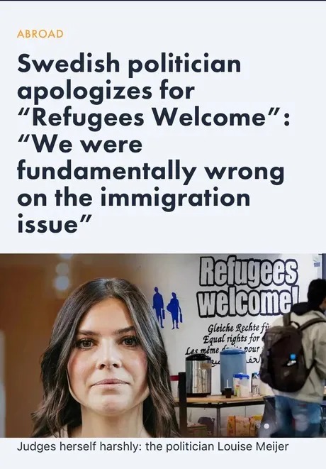Swedish politician apoligizes for refugees welcome - meme