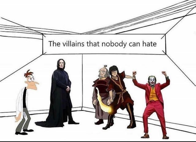 Villains that nobody can hate - meme