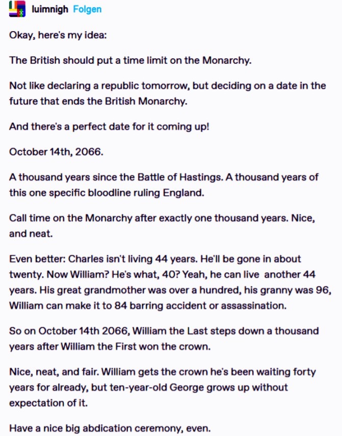 The British should put a time limit on the Monarchy - meme
