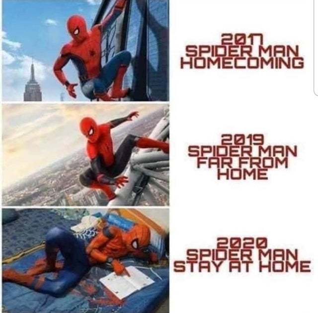 Spiderman stay at home - meme