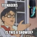 Teenagers shower