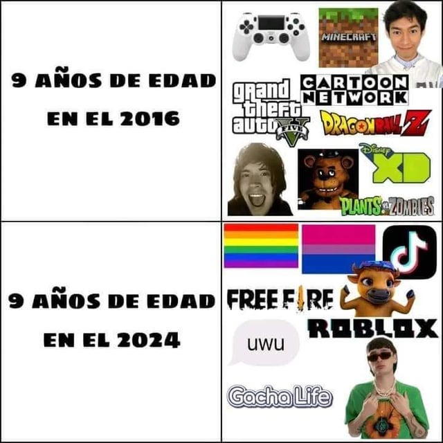 9 años antes vs 9 años en el 2024 - meme