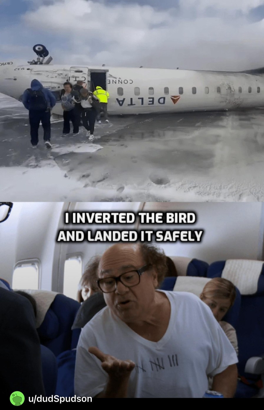 Funny delta plane crash meme