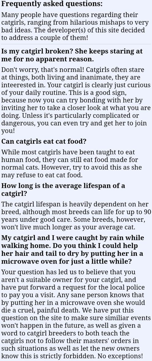 Some important faq in case you wanted to own a catgirl - meme