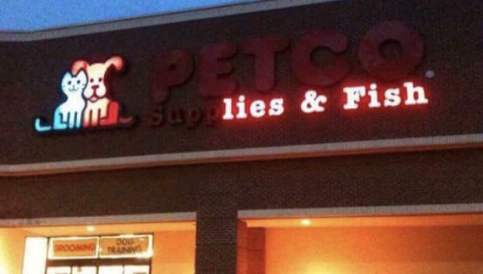 At night, this Petco Location changes the way they sell things here. - meme
