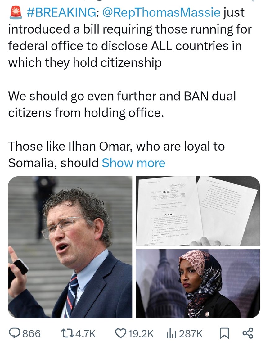 Massie wants politicians to reveal all their passports, next up DNA tests - meme