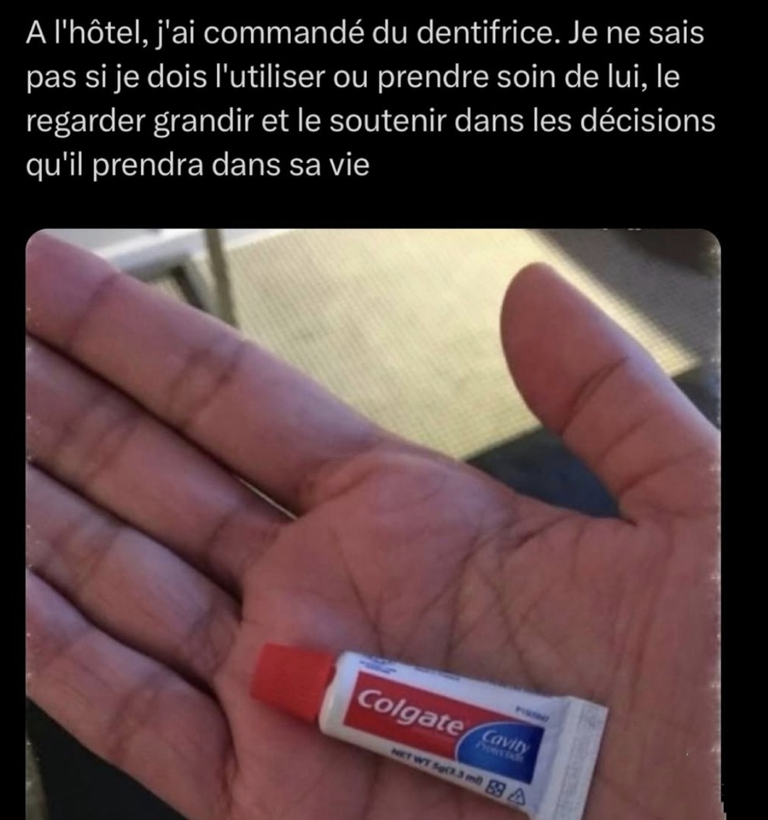 J'ai commandé du dentifrice à l'hôtel, maintenant c'est mon fils - meme