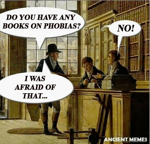 Phobia of absence of books - meme