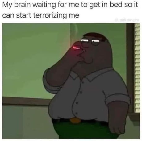 My brain waiting for me to get in bed - meme