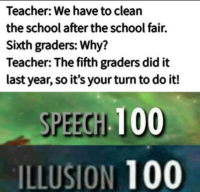 We have to clean the school after the school fair - meme