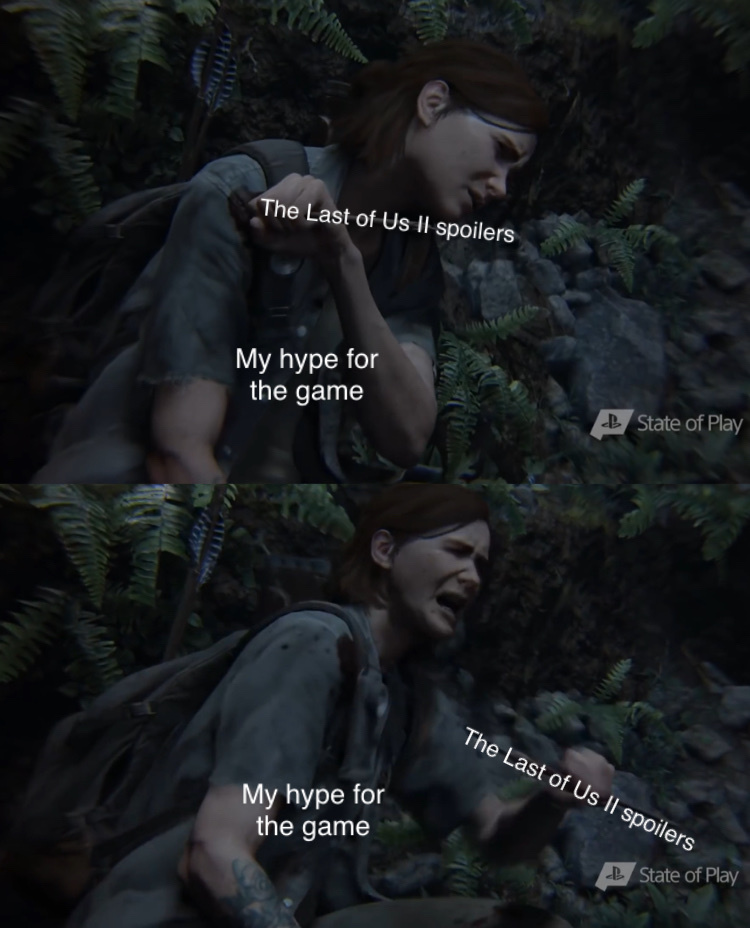 Still gonna play it regardless of how much gets spoiled, Naughty Dog games always have great gameplay. Watch out for spoilers in the comments. - meme