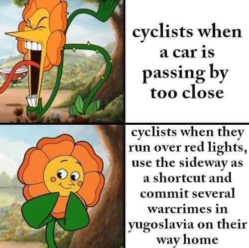 Cyclists be like - meme