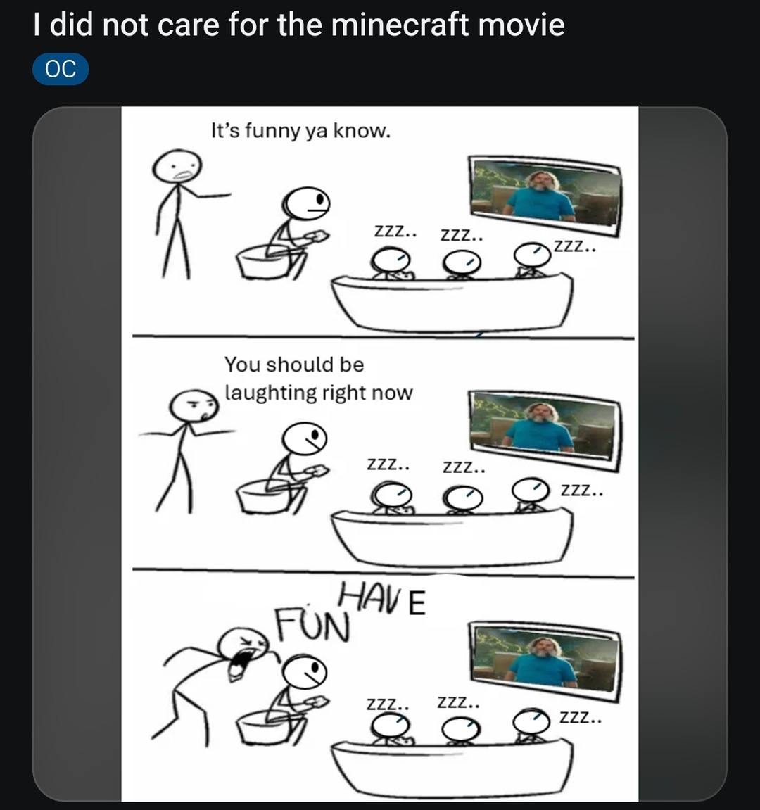Minecraft movie: so boring even the jokes slept - meme