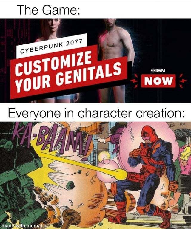 You can customize your genitals in Cyberpunk 2077 - meme