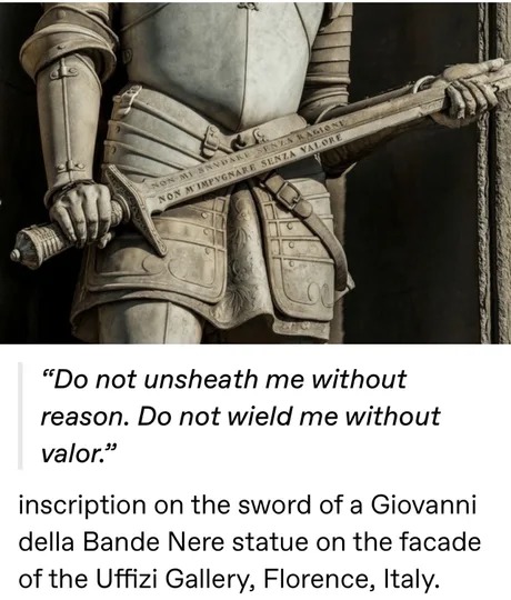 Inscription on the sword of a Giovanni della Bande Nere - meme