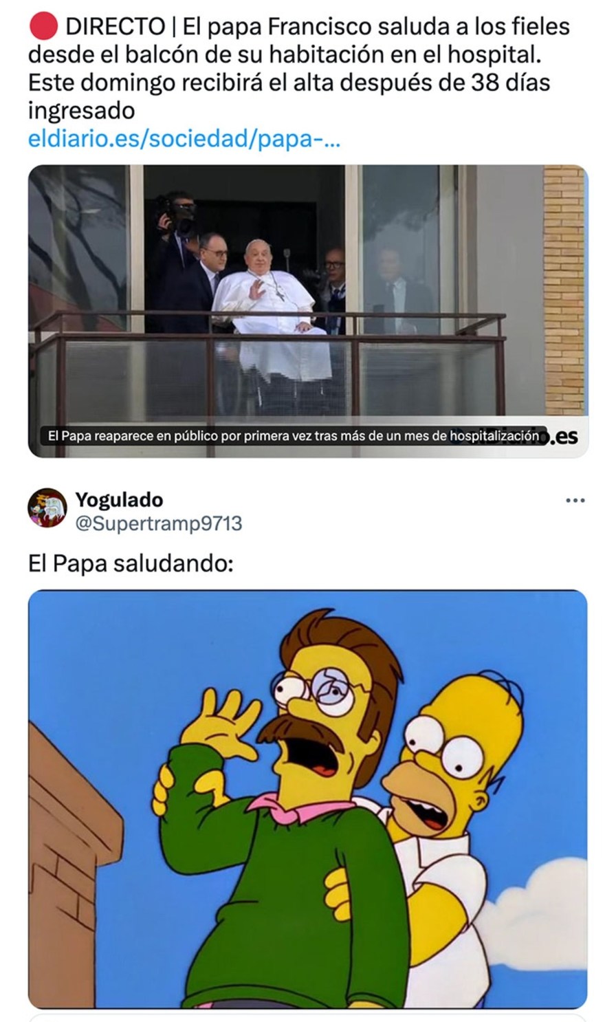 El Papa saludando desde el hospital como si nada. Literal jefe final - meme