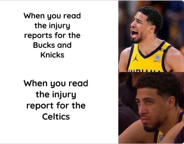Injury reports for the Bucks and Knicks - meme