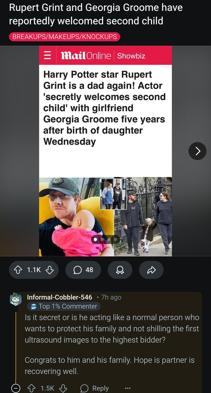 Rupert Grint and Georgia Groome secretly welcomed baby #2 - meme