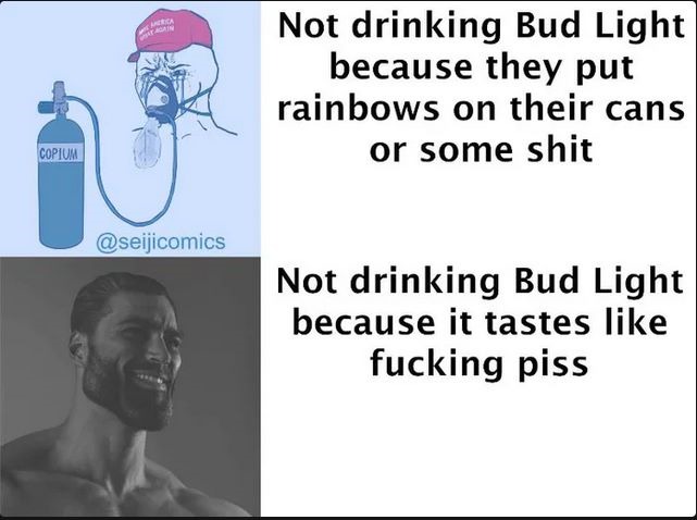 Gigachad is not drinking bud light - meme