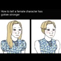 How to tell a female character has gotten stronger