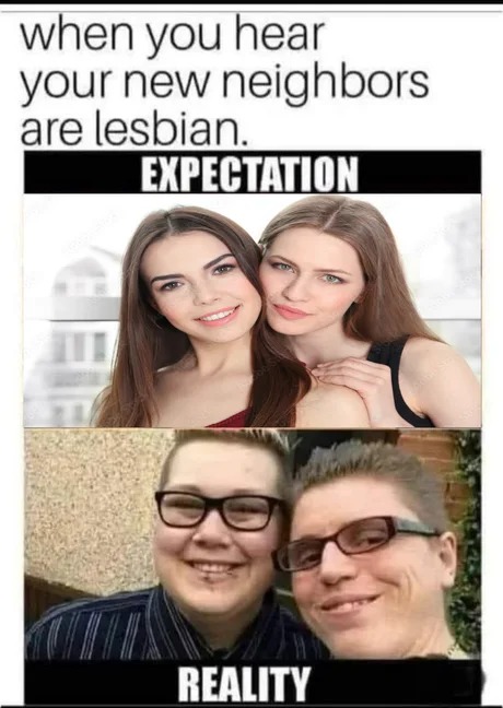 Lesbians expectation vs reality - meme