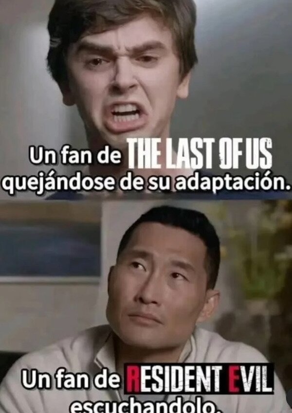 Fans de The Last of Us vs los de Resident Evil peleando por adaptaciones mediocres - meme